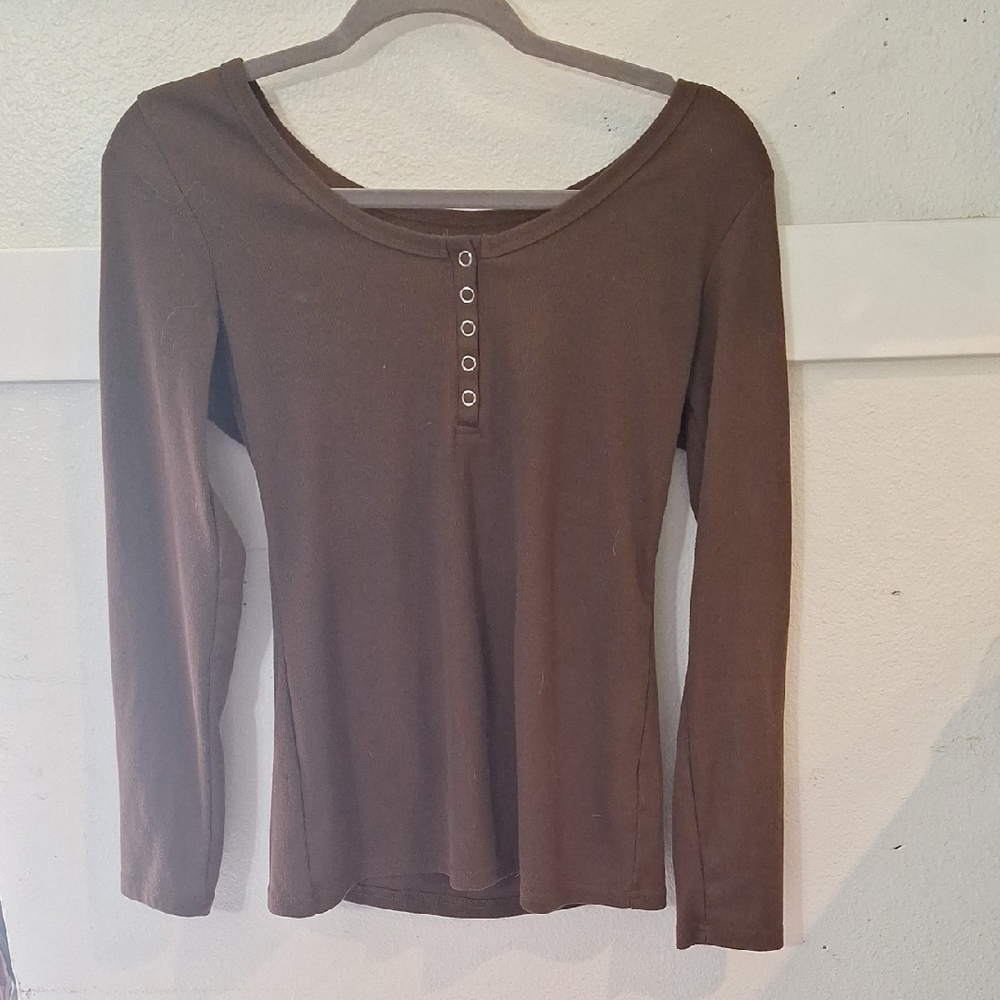 Brown Long Sleeve Women's Top